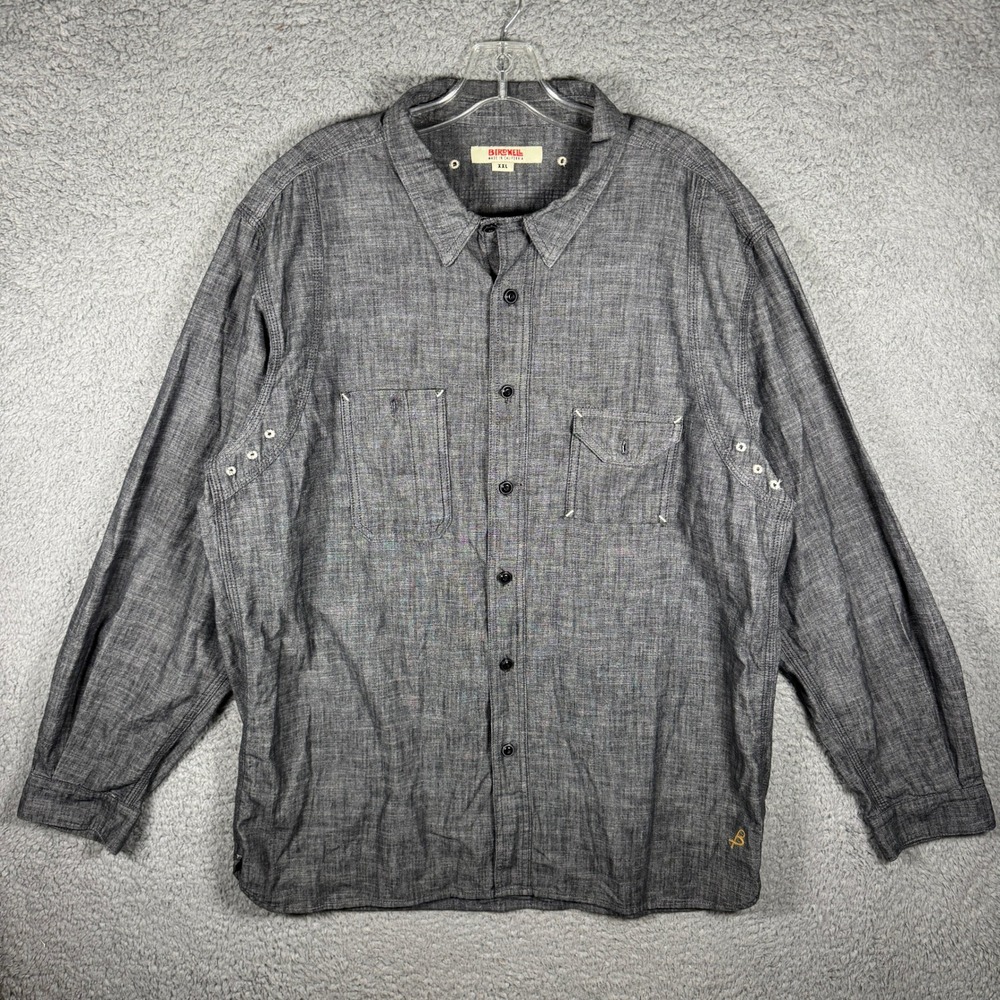 Birdwell Beach Britches Mens‎ XXL Gray Cotton Chambray Button Down Shirt USA